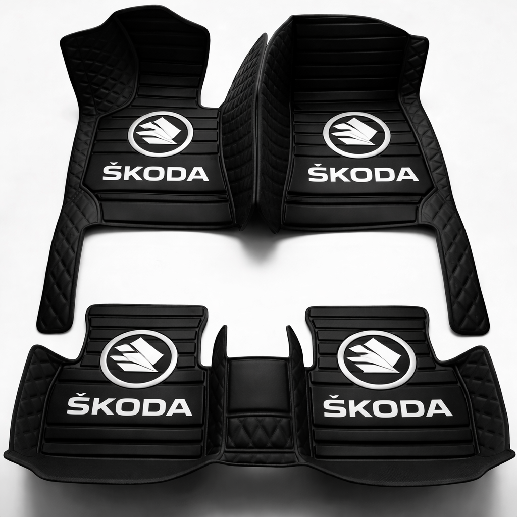 Covorașe auto premium din PVC și piele, all-weather, impermeabile – set complet față și spate