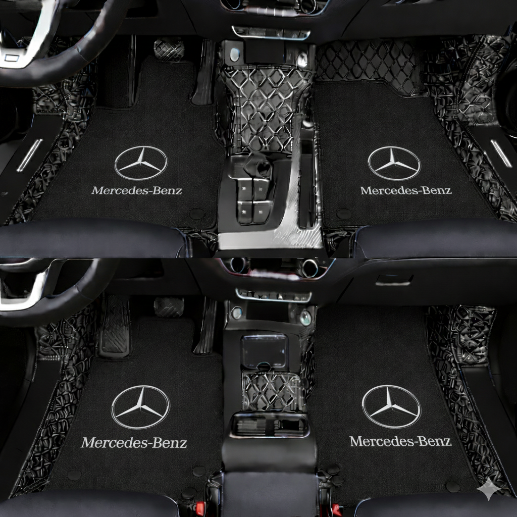 Covorașe auto premium din PVC și piele, all-weather, impermeabile – set complet față și spate