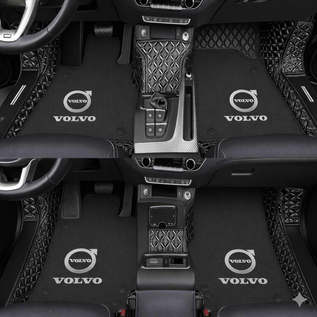 Covorașe auto premium din PVC și piele, all-weather, impermeabile – set complet față și spate