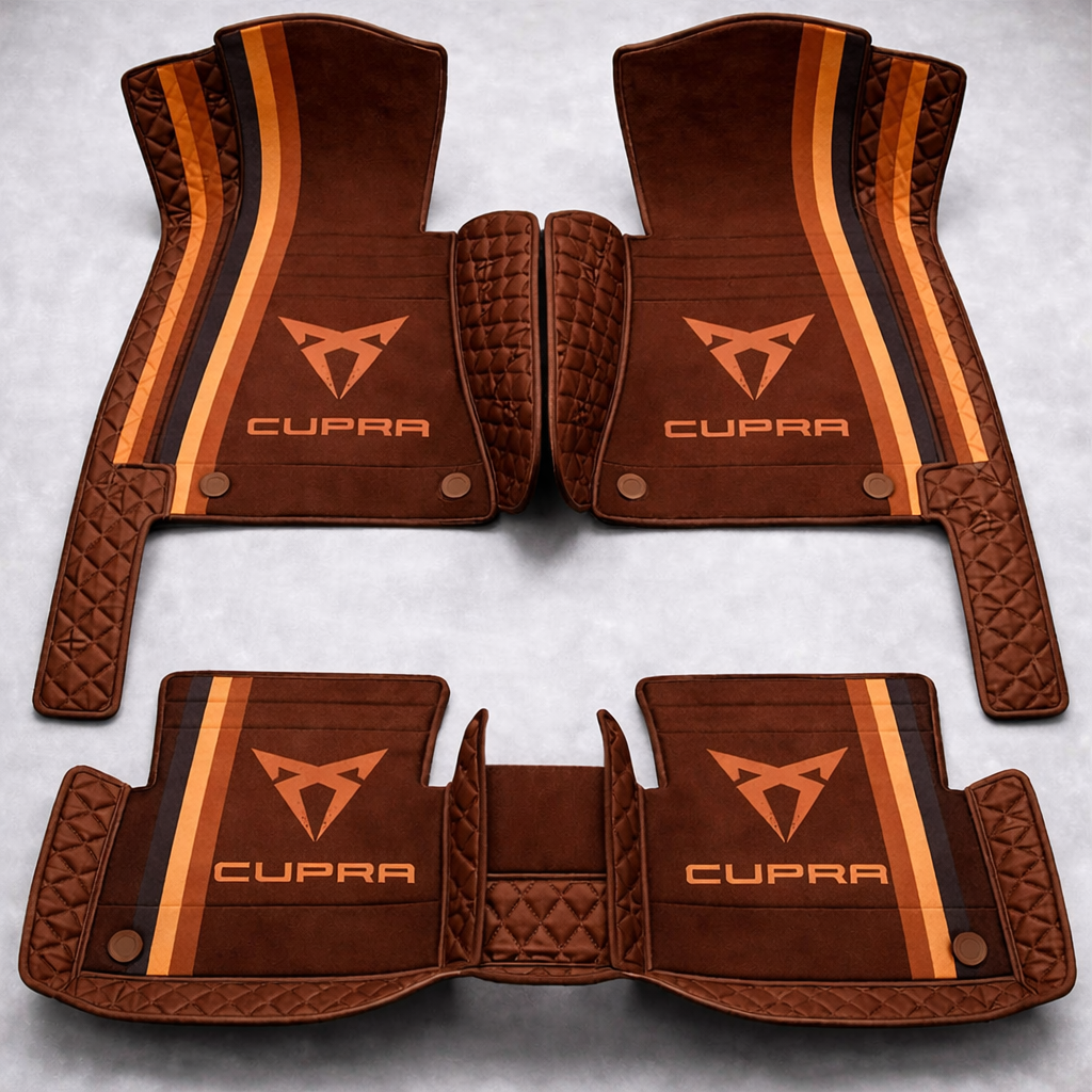 Covorașe auto premium din PVC și piele, all-weather, impermeabile – set complet față și spate