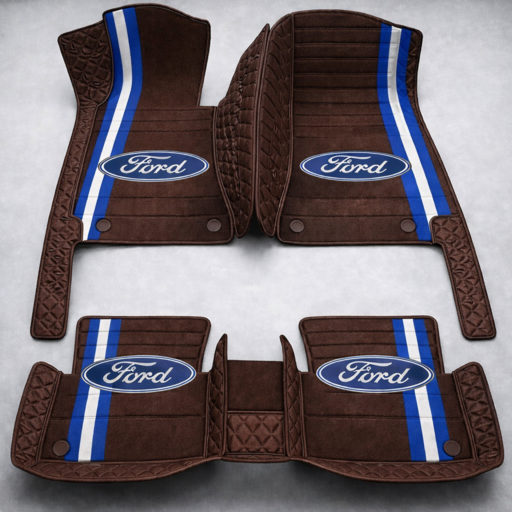 Covorașe auto premium din PVC și piele, all-weather, impermeabile – set complet față și spate