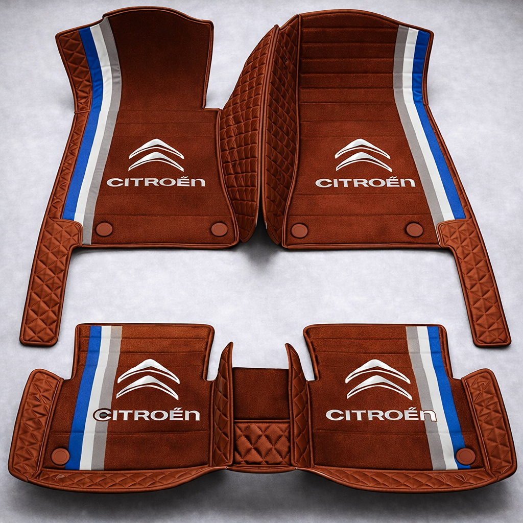 Covorașe auto premium din PVC și piele, all-weather, impermeabile – set complet față și spate