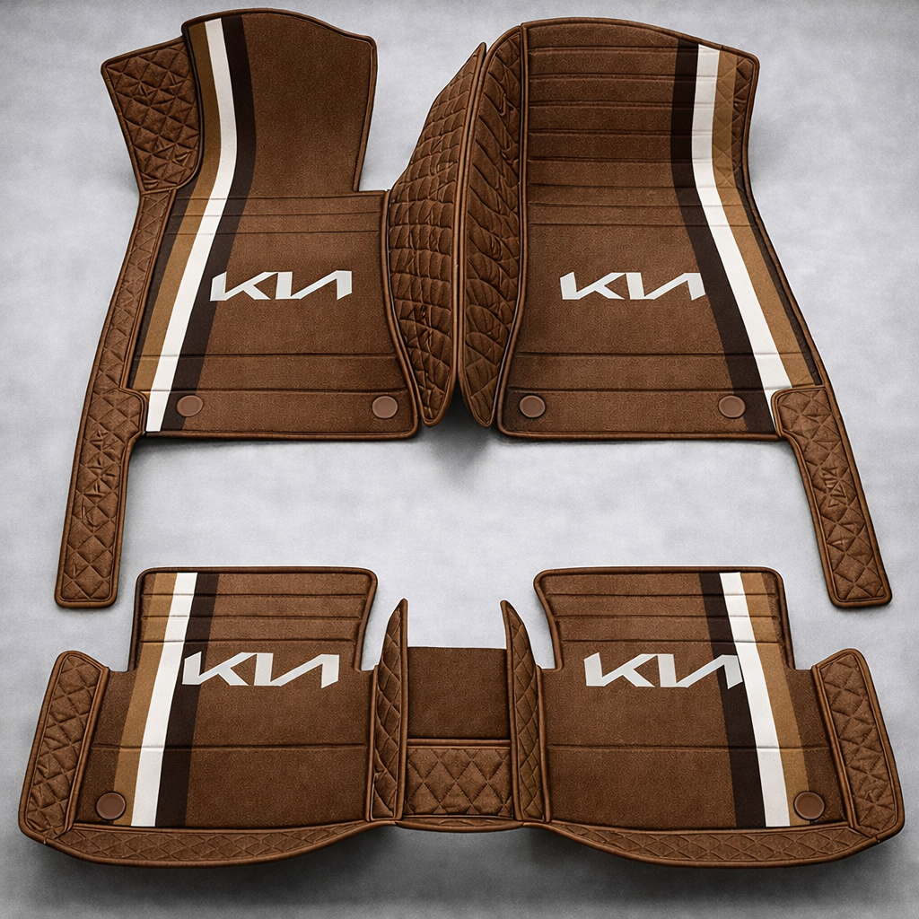 Covorașe auto premium din PVC și piele, all-weather, impermeabile – set complet față și spate