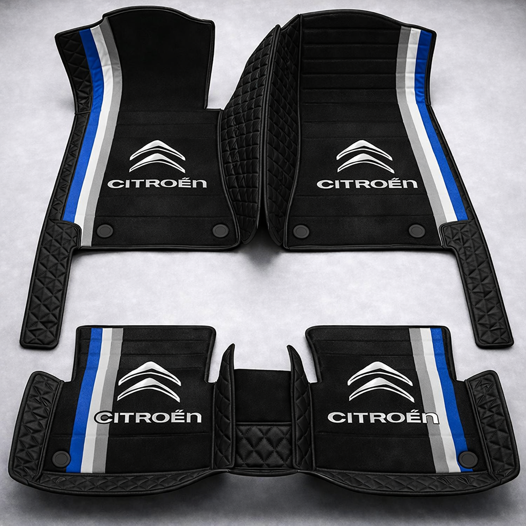 Covorașe auto premium din PVC și piele, all-weather, impermeabile – set complet față și spate