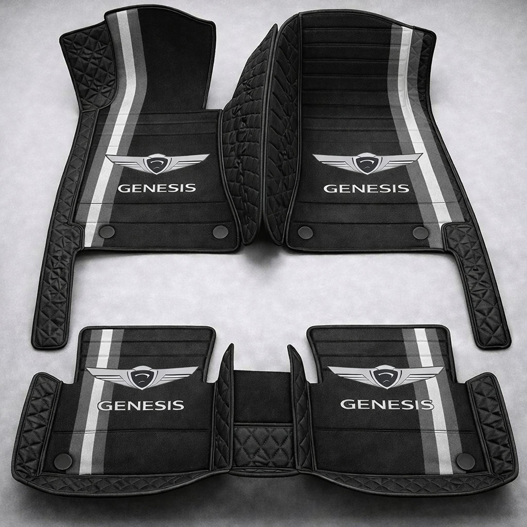 Covorașe auto premium din PVC și piele, all-weather, impermeabile – set complet față și spate