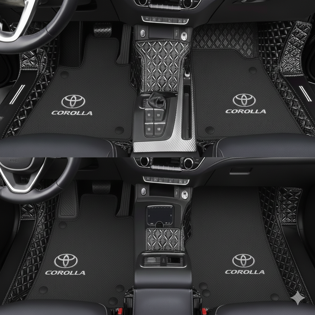 Covorașe auto din PVC, all-weather, cu strat dublu – set față și spate, covorașe auto din piele, acoperire completă, impermeabile, tip carpetă auto