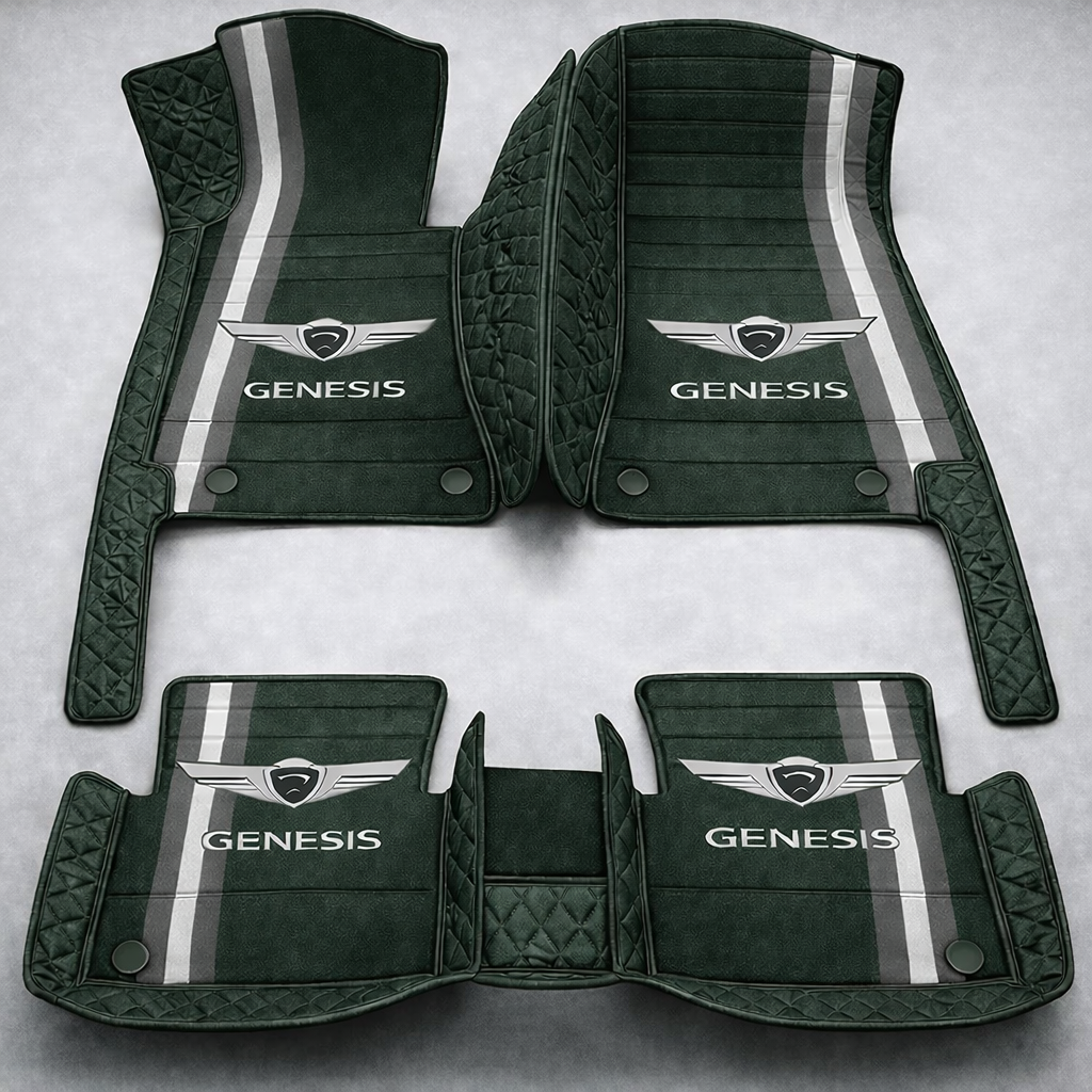 Covorașe auto premium din PVC și piele, all-weather, impermeabile – set complet față și spate