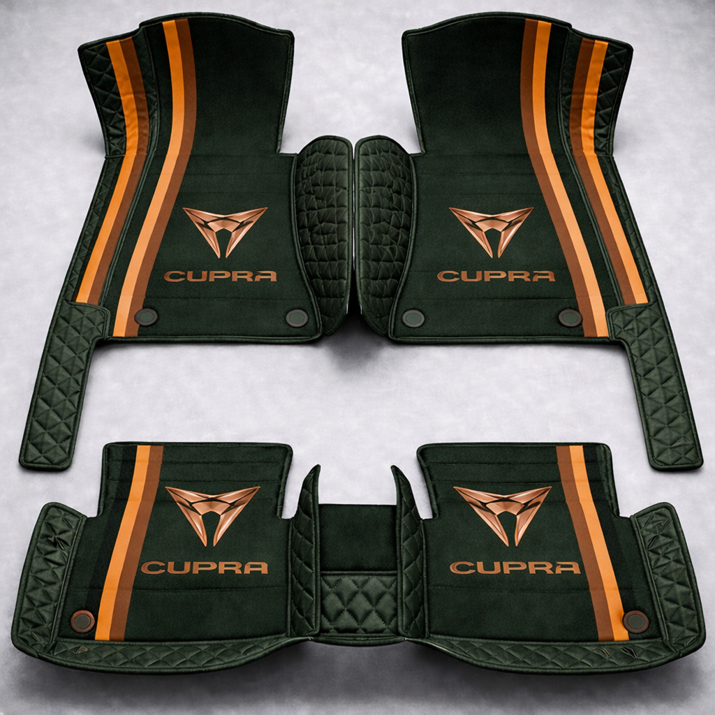 Covorașe auto premium din PVC și piele, all-weather, impermeabile – set complet față și spate