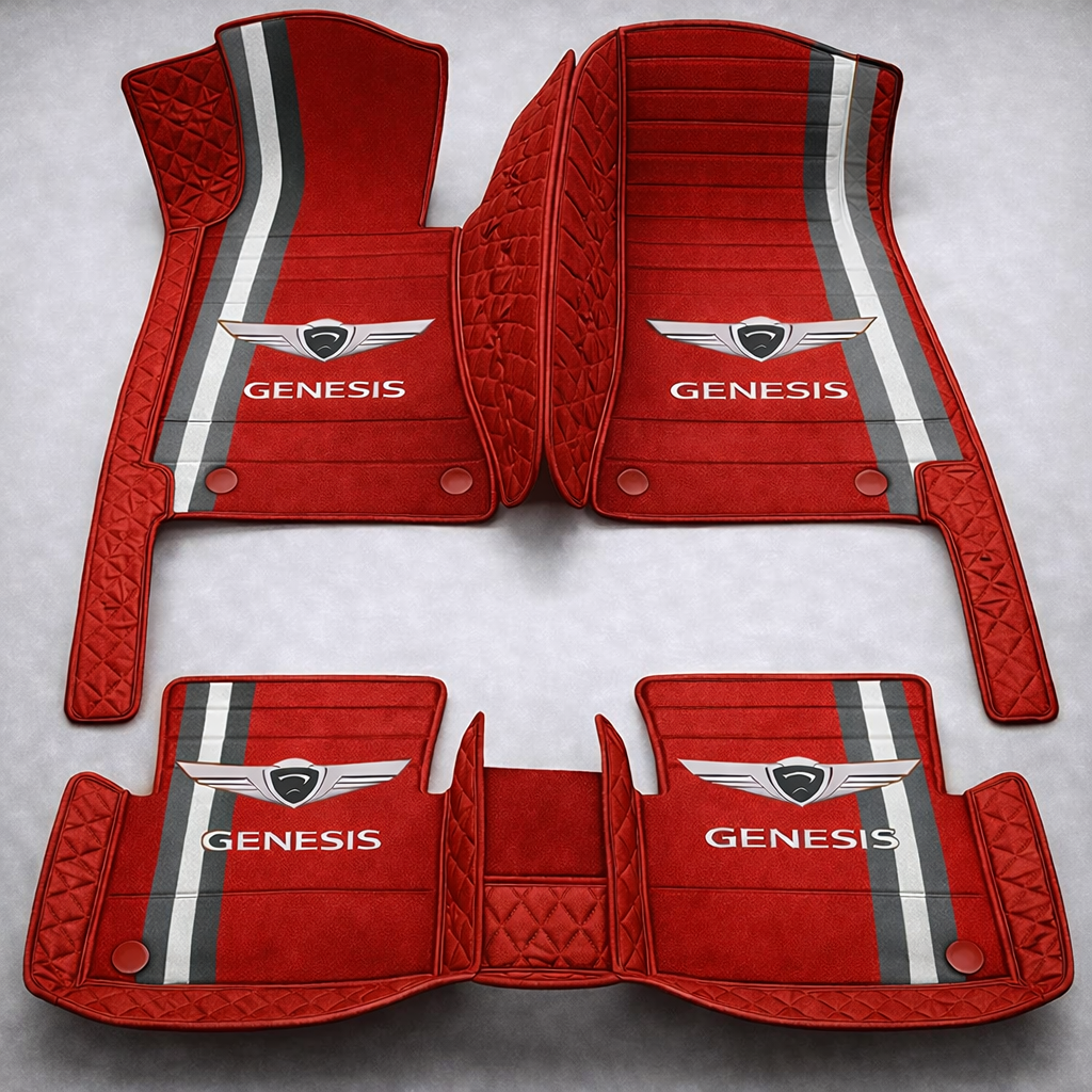 Covorașe auto premium din PVC și piele, all-weather, impermeabile – set complet față și spate